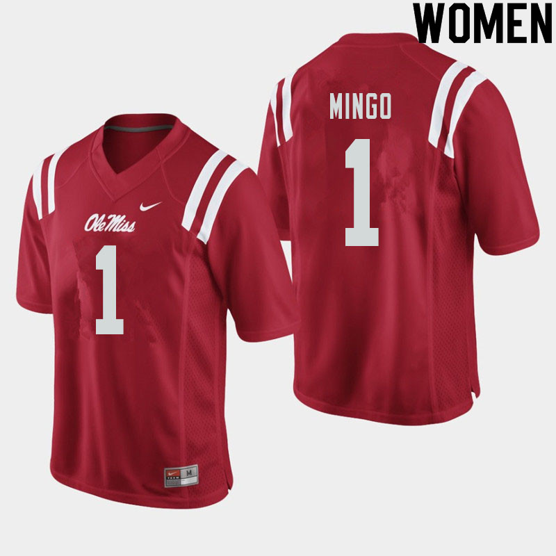 Jonathan Mingo Ole Miss Rebels NCAA Women's Red #1 Stitched Limited College Football Jersey BQF1658CF